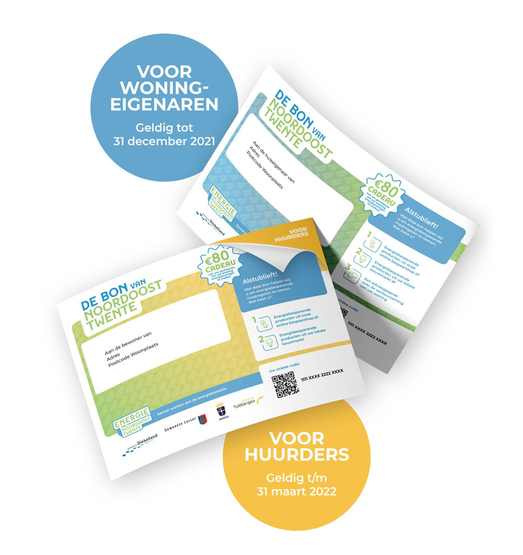Twee voorbeelden van de bon van Noordoost Twente: één voor woningeigenaren en één voor huurders