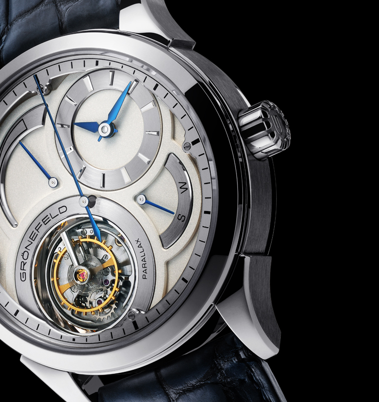 Zilver horloge met zwarte band van Grönefeld