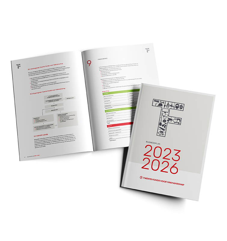 Uitgevouwen informatie flyer van Twents Fonds voor Vakmanschap