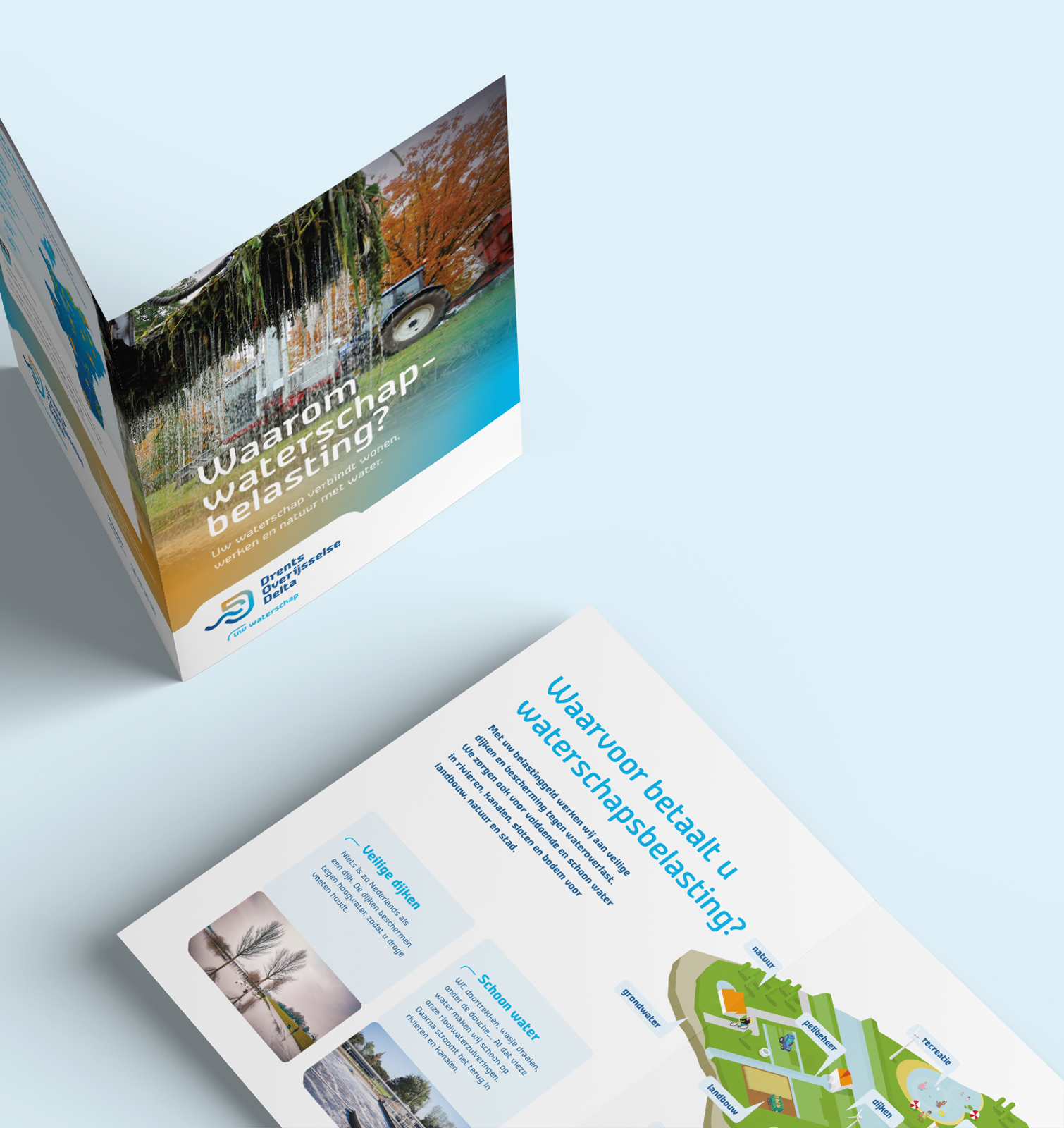 Twee flyers met uitleg over de waterschapbelasting