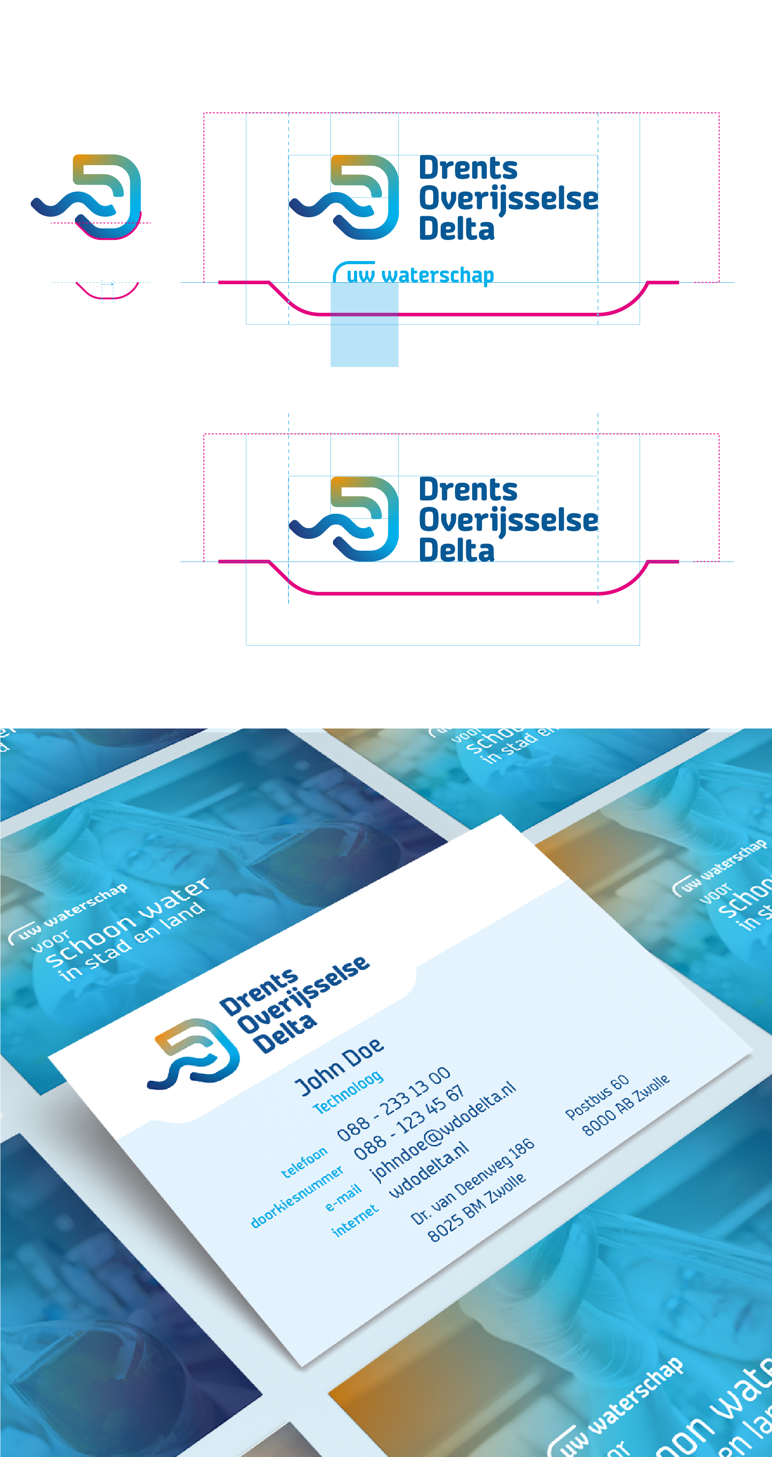 Voorbeeld van de visitekaartjes van Drents Overijsselse Delta